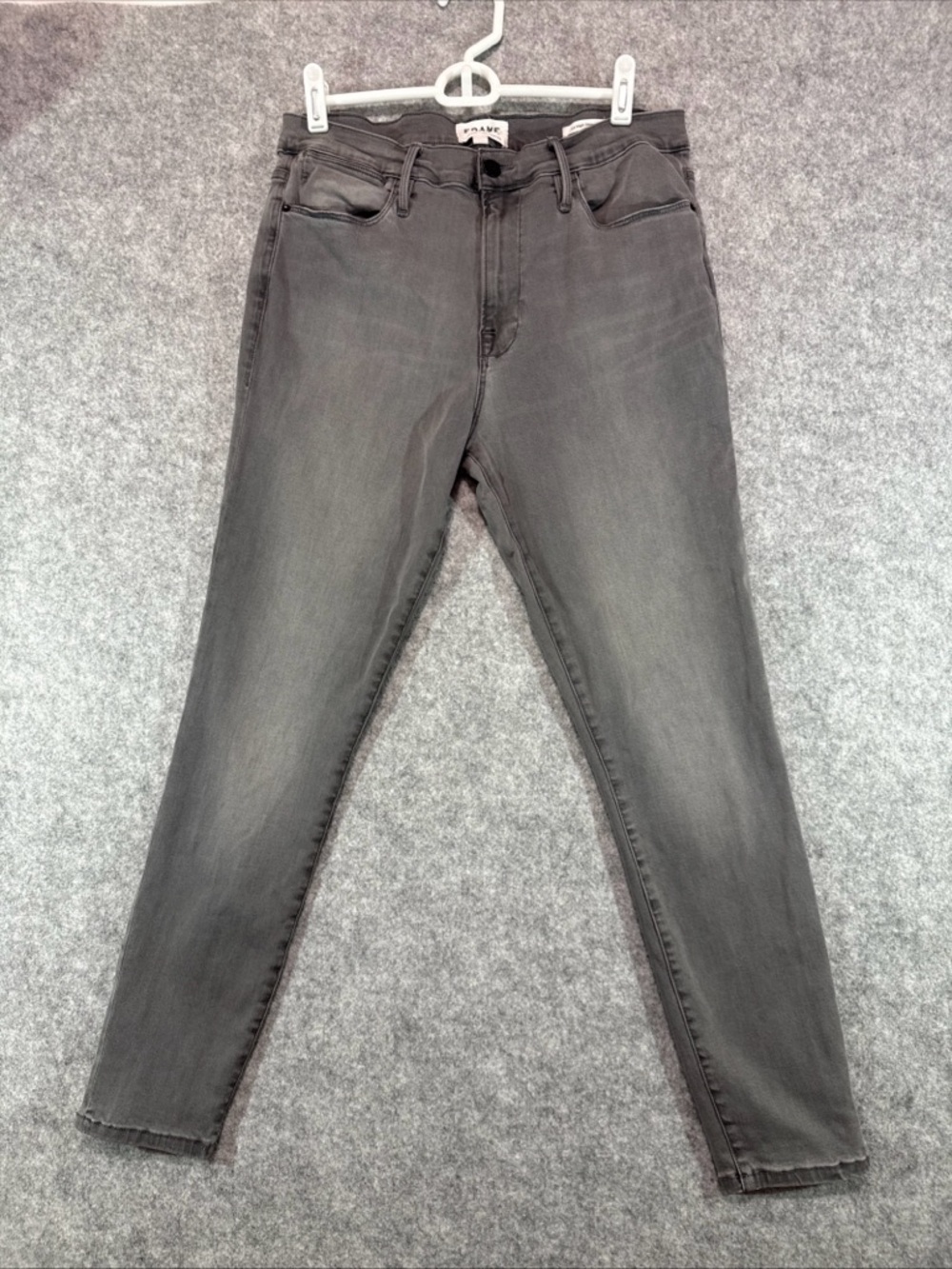 FRAME Le High Skinny Jeans - Womens 31 - Dark Gray Grunge Rock Faded Y2K Edgy